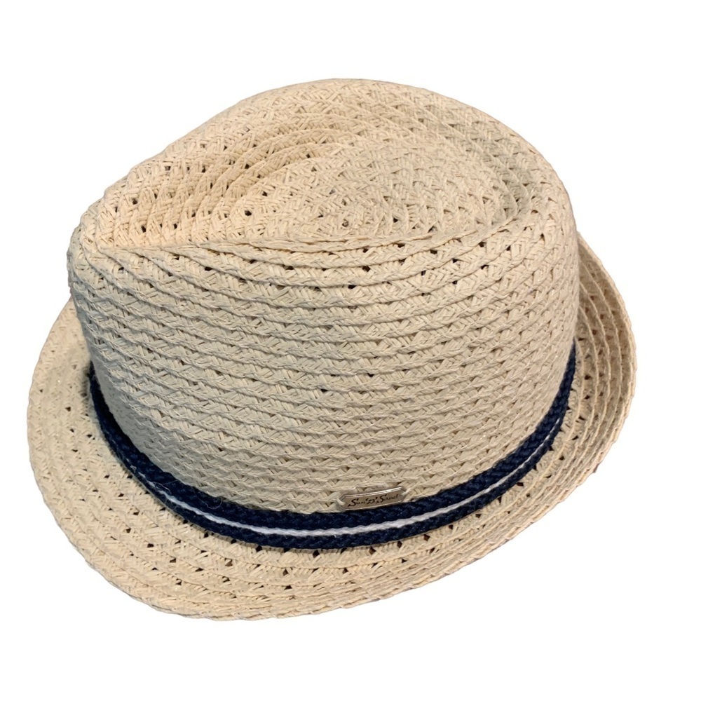 Sun N Sand Headwear Straw Hat Navy White Rope Band